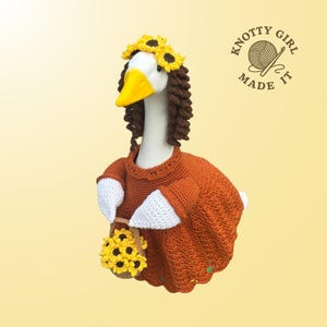 Sunflower Dress Porch Goose Crochet Pattern: Fall Harvest Outfit (PDF Download for 24&quot; Goose)