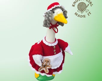 Mrs. Claus Porch Goose Christmas Outfit Crochet Pattern PDF Instant Download