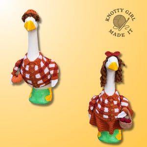 Kariertes Shirt Herbst Junge & Mädchen mit Kürbis und Apfel Korb Bundle Veranda Gans Häkelanleitung PDF Instant Download