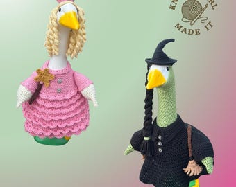 Pacote de padrões de crochê para roupa de ganso de varanda inspirada em bruxas malvadas em PDF para download instantâneo