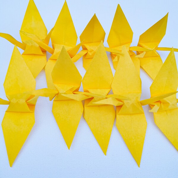Lot 10 grues en origami couleur or