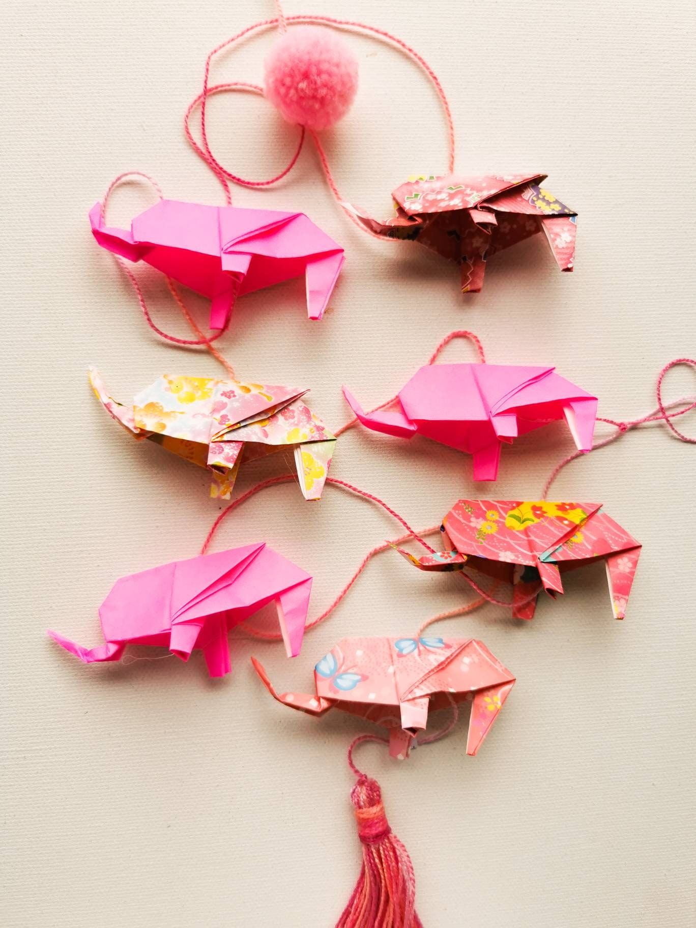 Guirlande Eléphants, Guirlande Origamis, Éléphants Décoration, Déco Elephant, Éléphant, Origami Cham