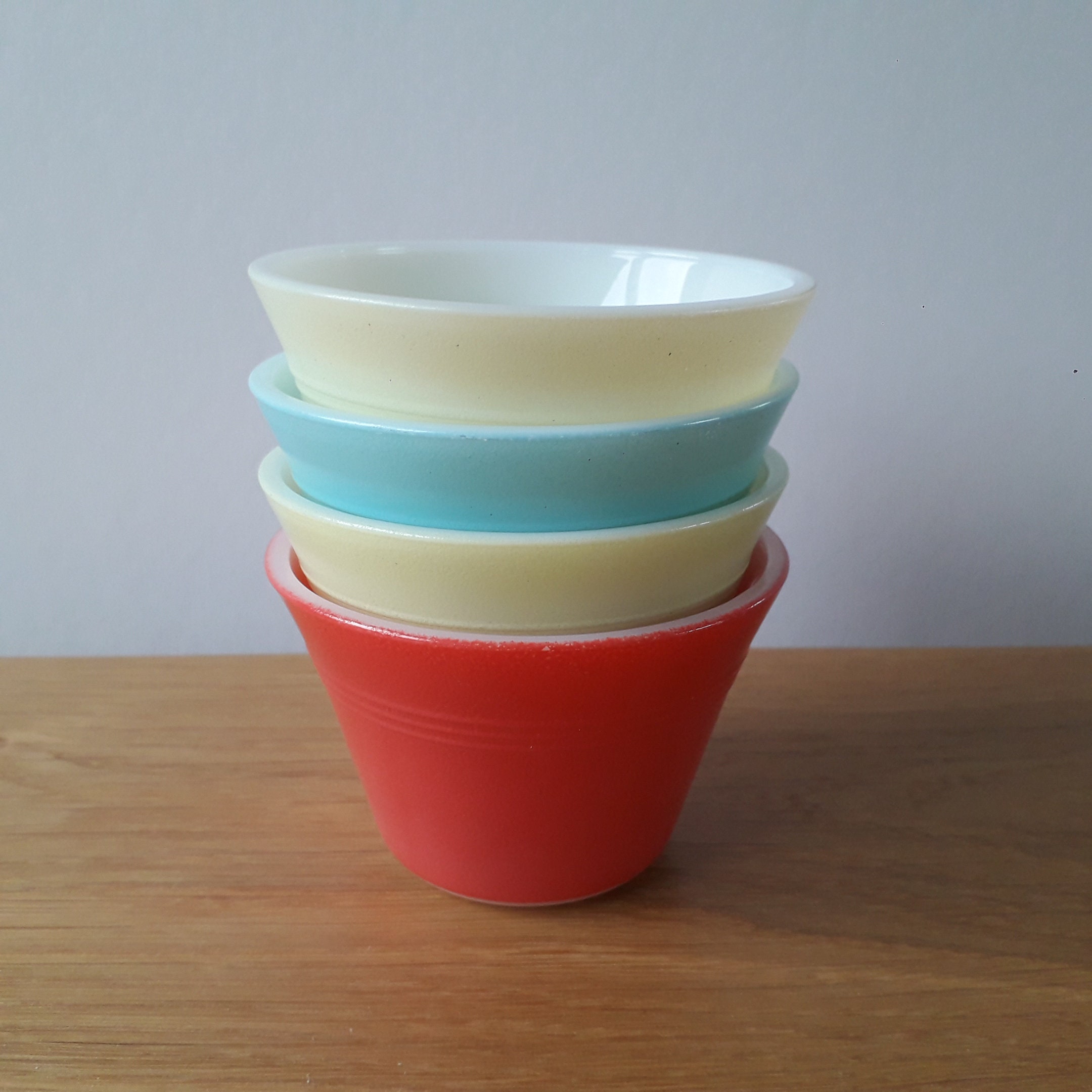 Vintage Pyrex Coloured Custard Pots Ramekins Set of 4 Etsy