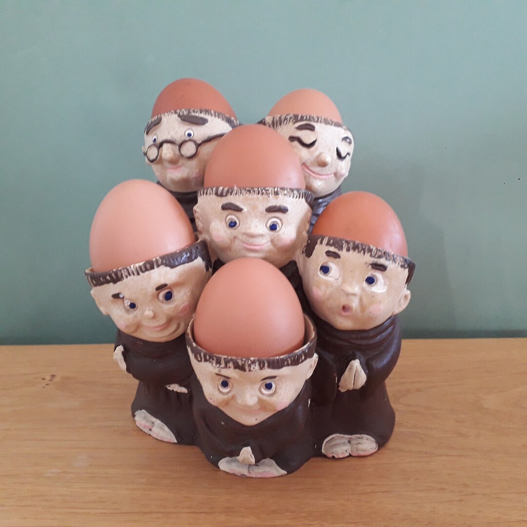 Monks Egg Holder, Friar Tuck Egg Storage, Monks Kitchenware, Friar