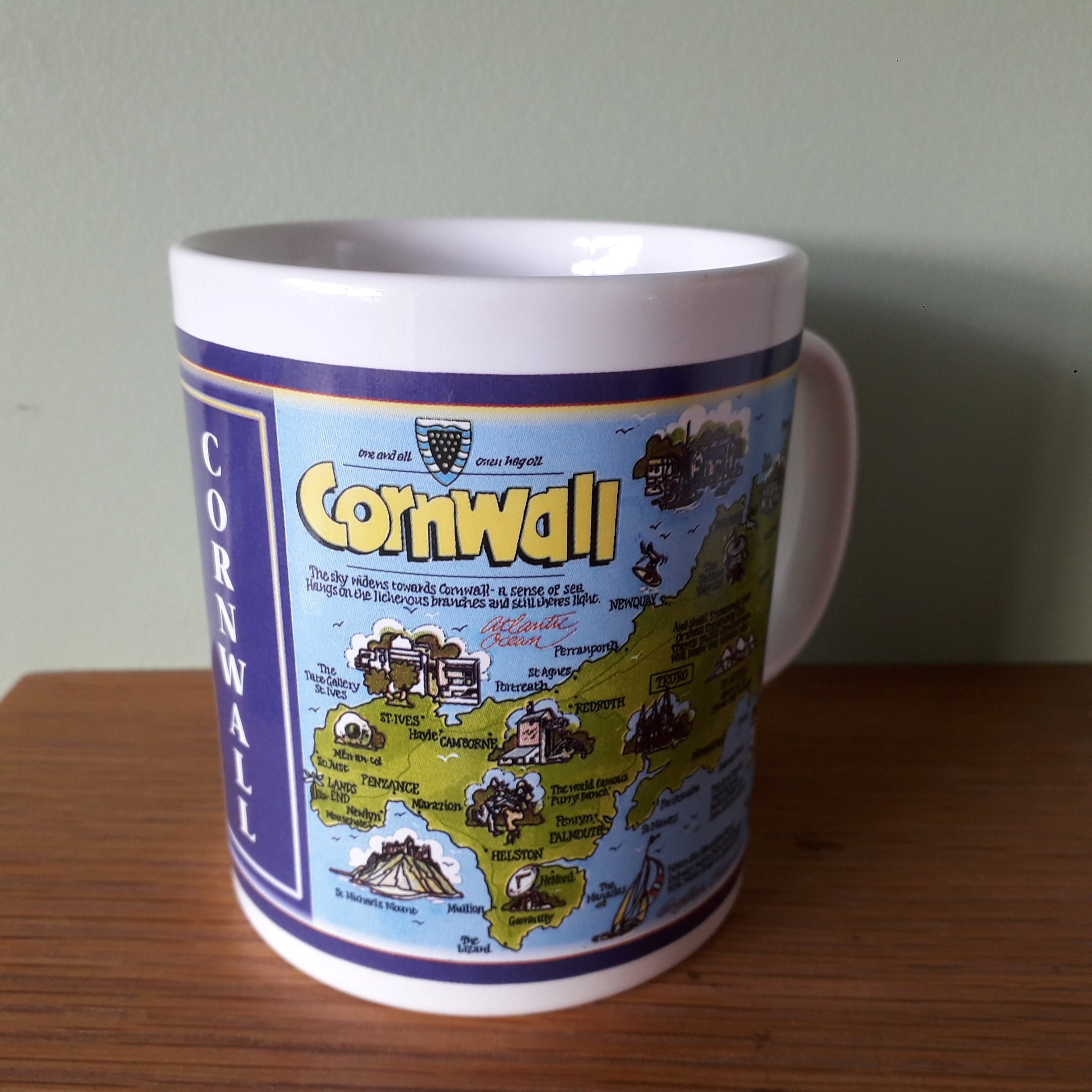 Cornish Map Vintage Mug Cornish Souvenir Made in England Etsy