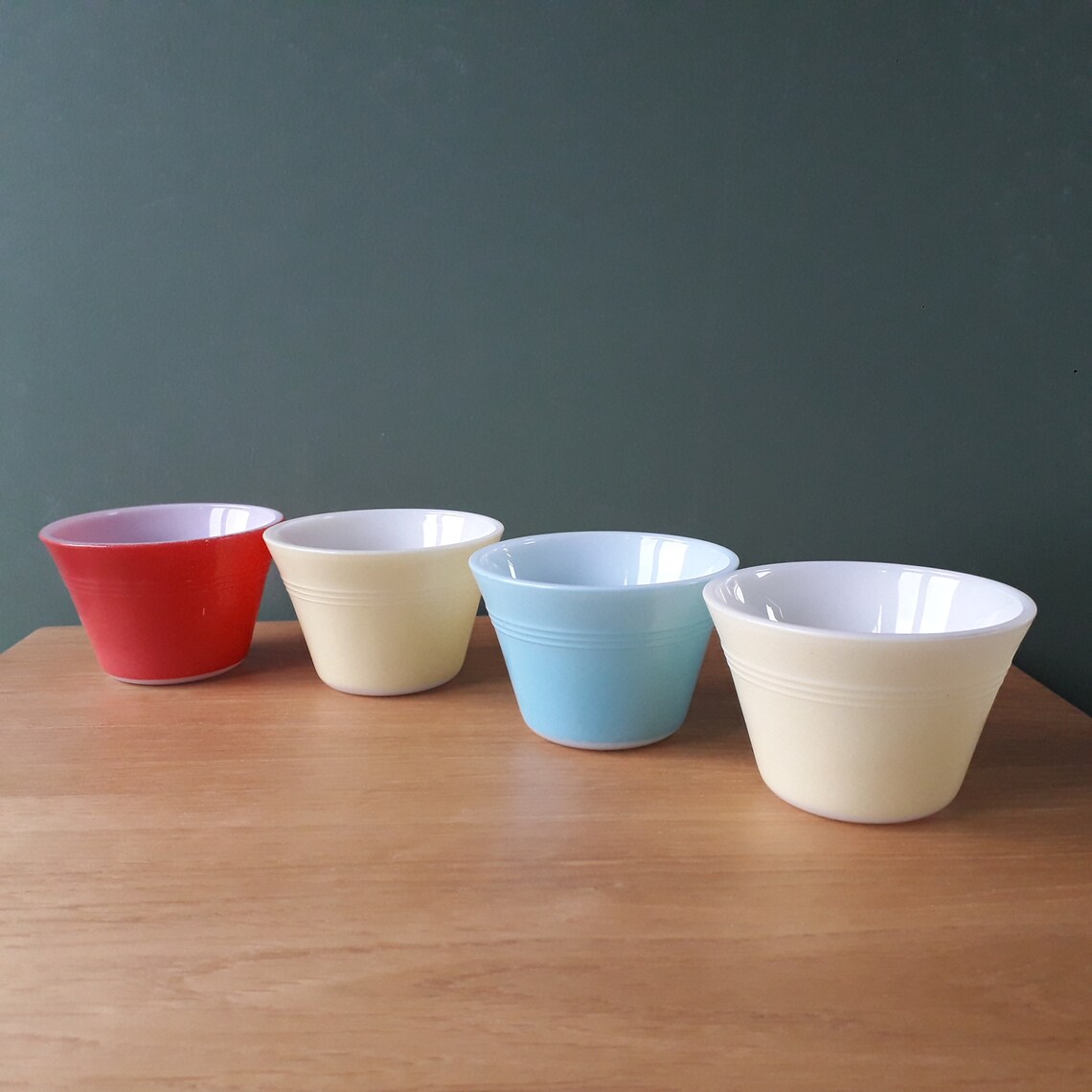 Vintage Pyrex Coloured Custard Pots Ramekins Set of 4 Etsy