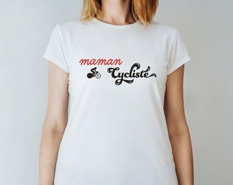 Stylish cycling mum t-shirt: comfort and style for your cycling adventures - Discover our eco-responsible collection! Sports mothers.