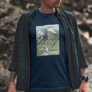 T-shirt du Parc national de la Vanoise, vue de l'aiguille de la Vanoise, du Grande Casse près du col Rosset et de l'Epéna.Idée cadeau nature