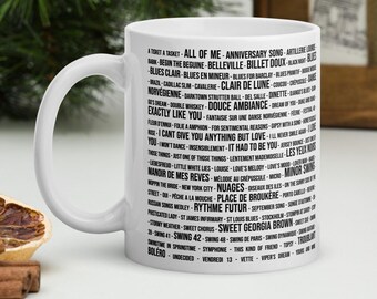 Django Reinhardt Gypsy Jazz Mug – Featuring iconic tracks from the master of gypsy swing – Gift idea for musicians, guitarists or jazz fans