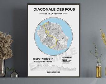 Affiche personnalisée Trail Running : Résultat de course à pied unique. Idée cadeau pour traileurs et coureurs sportifs. Souvenir UltraTrail