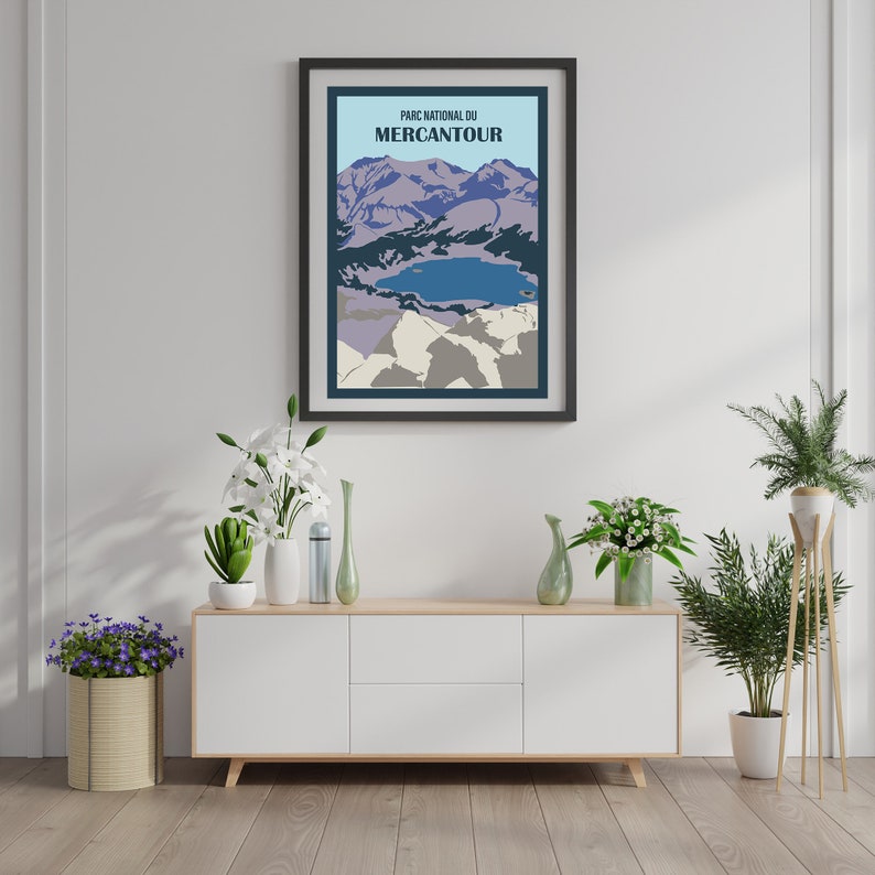 Mercantour National Park poster. View of Lake Allos, Combe and ravines of Pelat from the Col de l'Encombrette. Deco gift idea. image 2