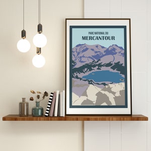 Mercantour National Park poster. View of Lake Allos, Combe and ravines of Pelat from the Col de l'Encombrette. Deco gift idea. image 3