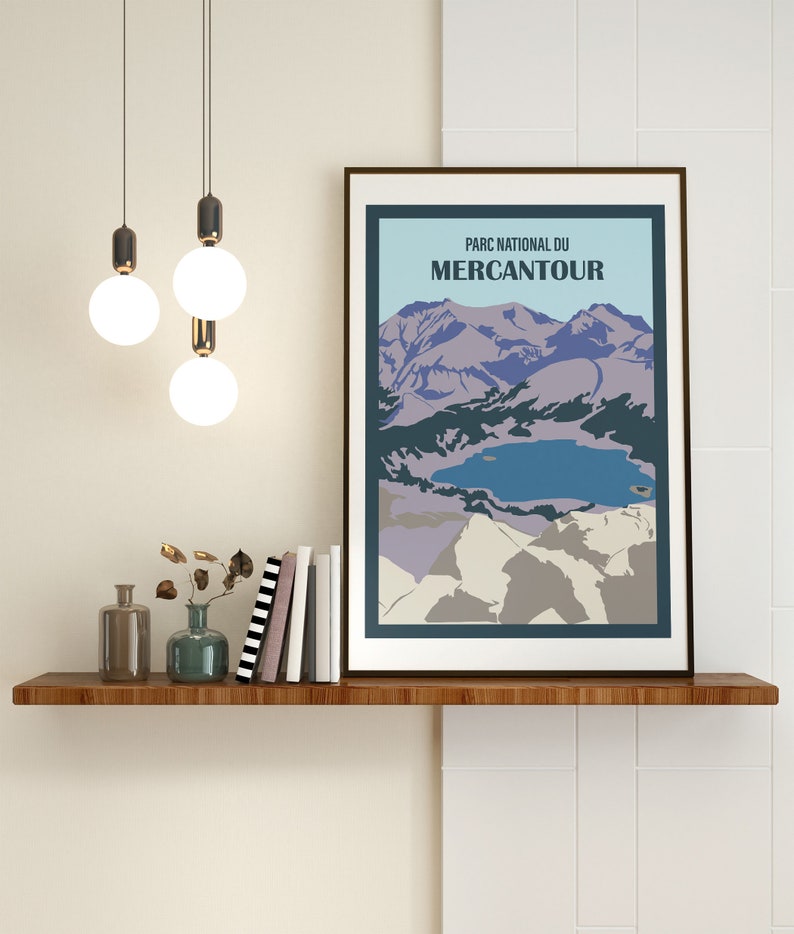 Mercantour National Park poster. View of Lake Allos, Combe and ravines of Pelat from the Col de l'Encombrette. Deco gift idea. image 3