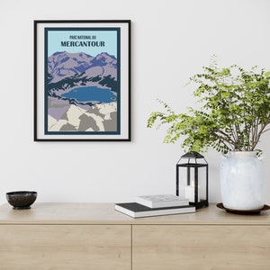 Mercantour National Park poster. View of Lake Allos, Combe and ravines of Pelat from the Col de l'Encombrette. Deco gift idea. image 4