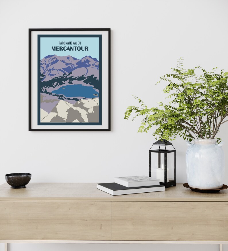 Mercantour National Park poster. View of Lake Allos, Combe and ravines of Pelat from the Col de l'Encombrette. Deco gift idea. image 4