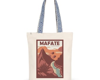 Ethnic bag circus of Mafate on the island of Reunion. Gift idea to offer, volcanic landscape in the Indian Ocean. Top of Donkey.
