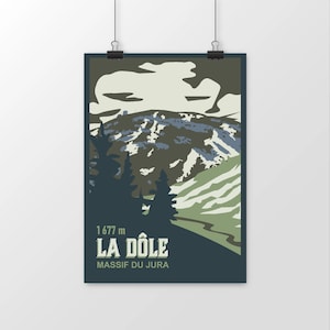 Poster of the Dôle Summit in the Jura massif, a mountain between France and Switzerland - For fans of Hiking, Cycling, Trail & Mountaineering