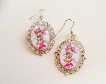 Pendientes de plata de Sailor Moon, Sailor Moon Chibiusa, joyas de Chibimoon, pendientes colgantes de cristal, pendientes de anime, regalo de fan art para amigos nostálgicos