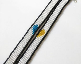 Handmade Ukraine Friendship Heart Bracelet, Ukrainian Bead Jewelry Couples Sister Bracelet