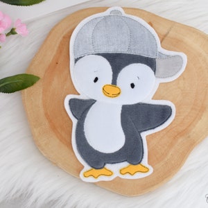 Aufnäher Patch Pinguin Applikation Junge Stickdatei zum Aufnähen Kleidung Accessoires