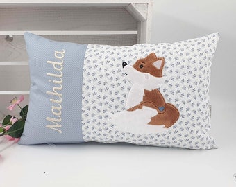 Namenskissen Fuchs Kuschelkissen Wunschname Kissen mit Name Kinderkissen Geschenk zur Geburt Taufe Schulbeginn