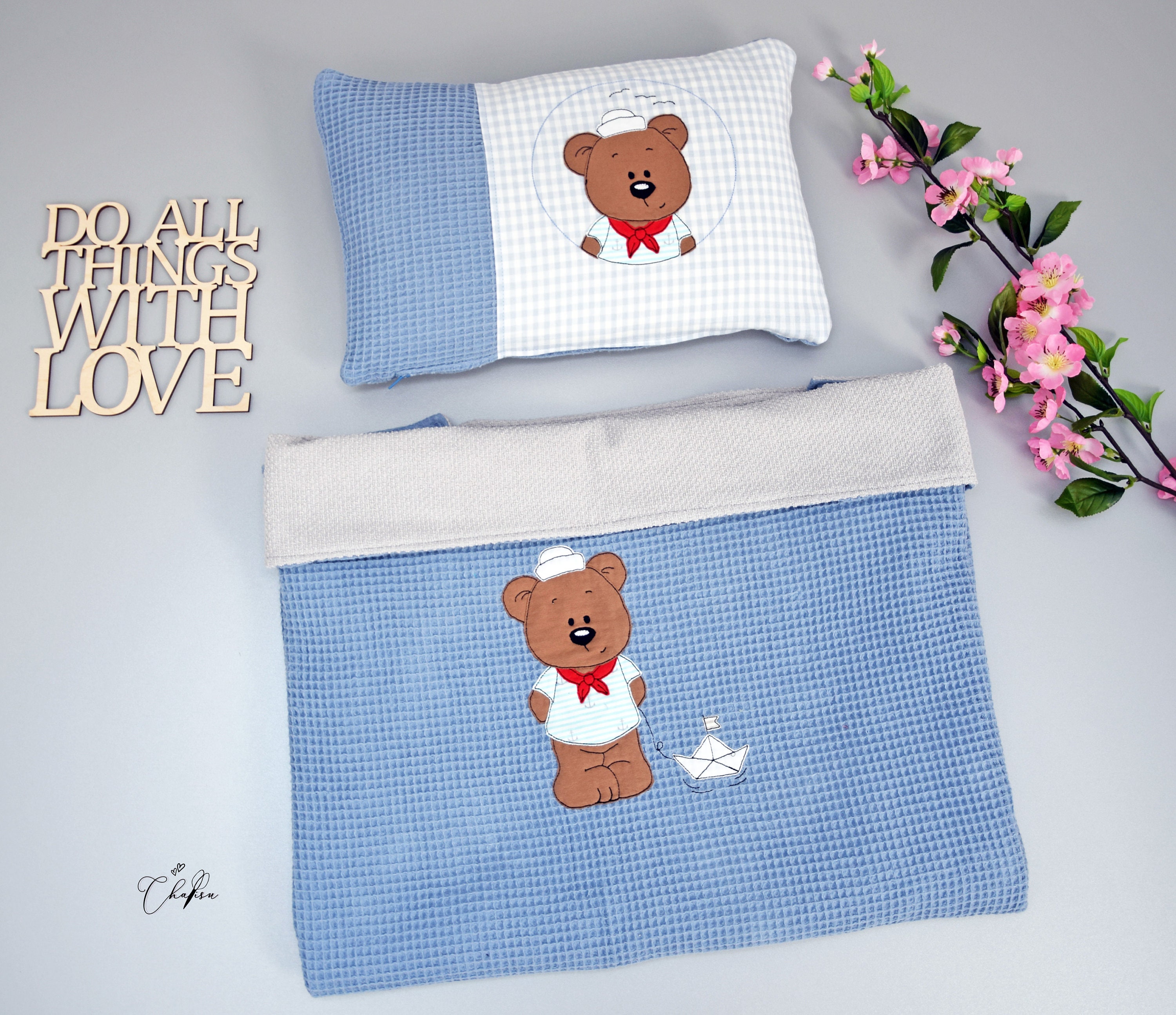 Baby blanket & pillow personalized with name embroidery file Etsy