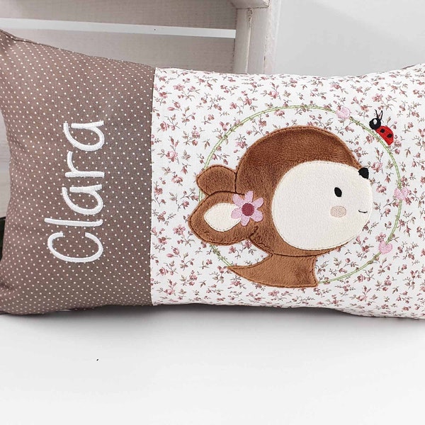 Kinderkissen mit Name Reh Kitz Kuschelkissen Waldtiere Namenskissen Geschenk Geburt Taufe Einschulung