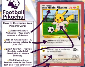 Exclusive Custom Pikachu Football Pokmon Card - UPDATED DESIGN - Etsy