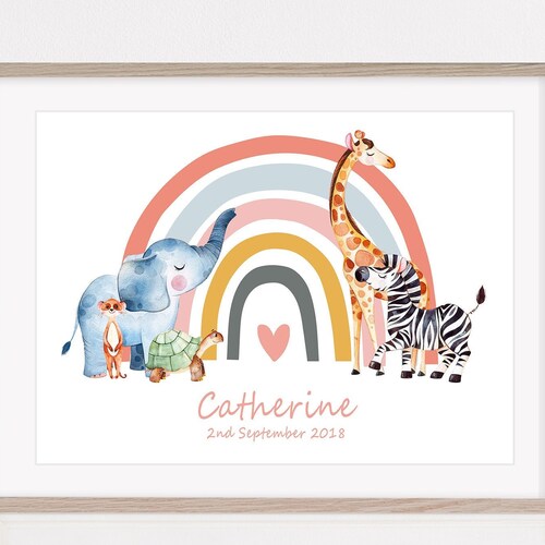 Nursery Prints Custom Baby Name Print Rainbow Nursery Print Etsy UK