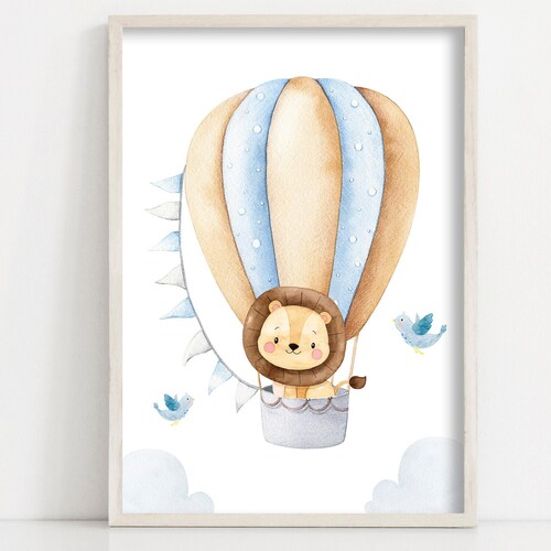 Hot Air Balloon Print Nursery Wall Decor Stars Sky Nursery Etsy