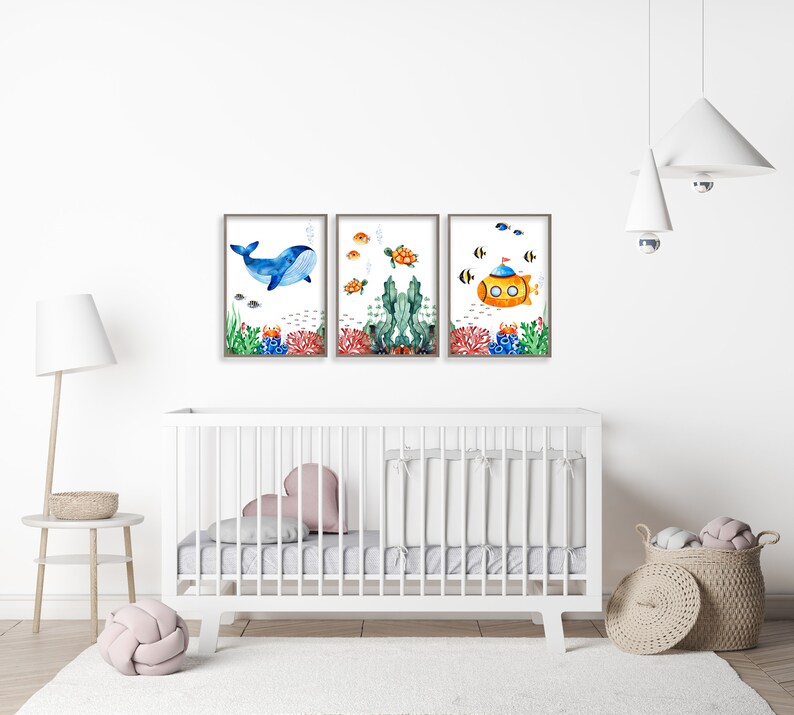 Under The Sea Nursery Prints Baby Wall Art Childrens Art Etsy