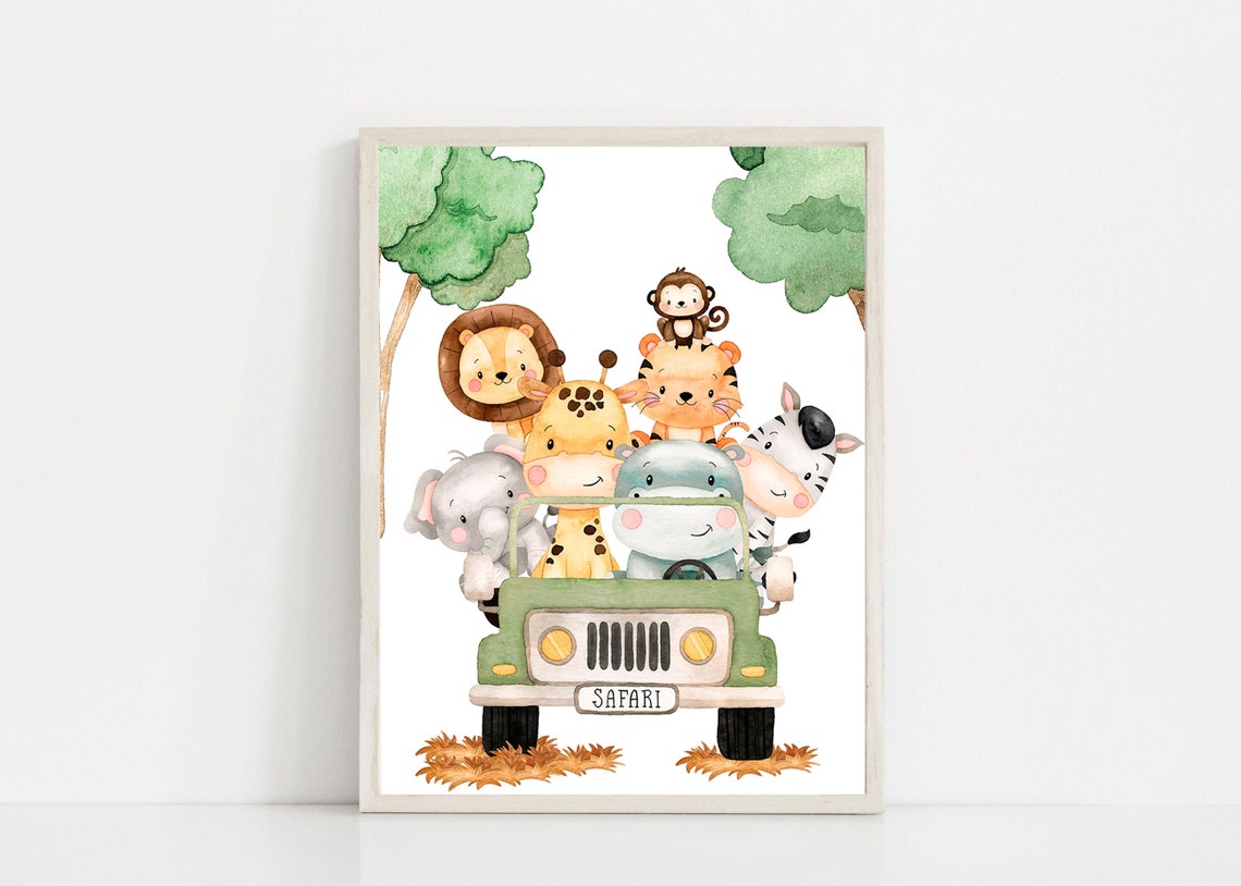 Nursery Safari Prints DIGITAL DOWNLOAD Nursery Art Print Etsy