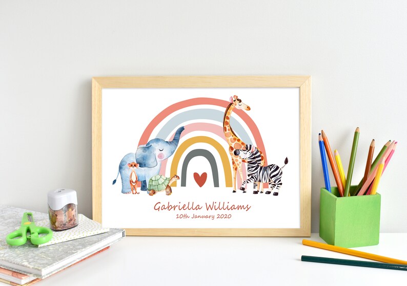 Nursery Prints Custom Baby Name Print Rainbow Nursery Print Etsy UK