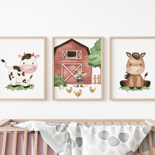 Farm Animal Prints nursery Print Kids Room Prints Etsy