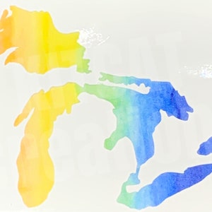 Michigan Great Lakes pride window decal/LGBTQ Community Michigan decal/Rainbow Michigan decal
