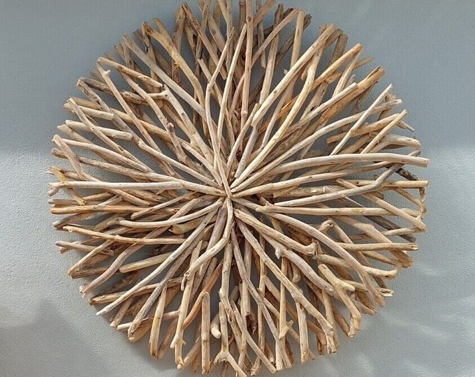 Large Driftwood Circle Wall Plaque Rustic Bali Wooden Giant Wall Art