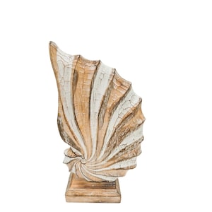 Hand Made Shabby Chic Bali shell ornament on stand White  and Natural Shell 35cm