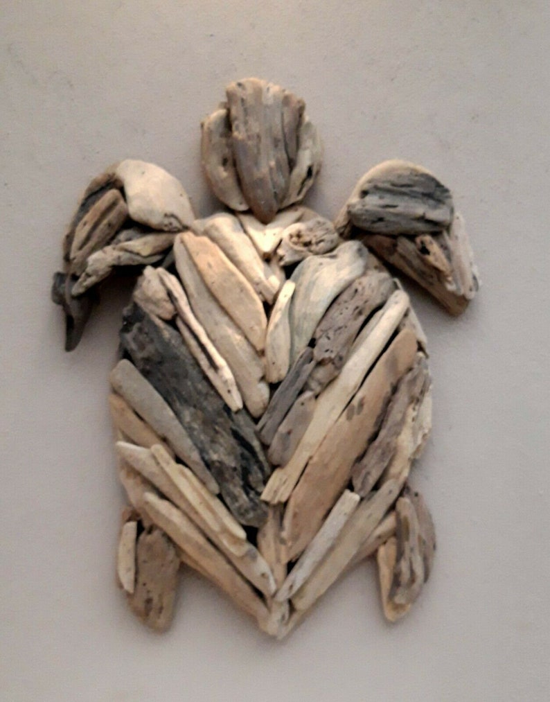 Hand Made Driftwood Turtle Wall Art Unusual Large Carved Etsy