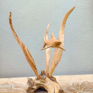 Unusual Hand Carved Shark on Wood Bali wood Shark Carving