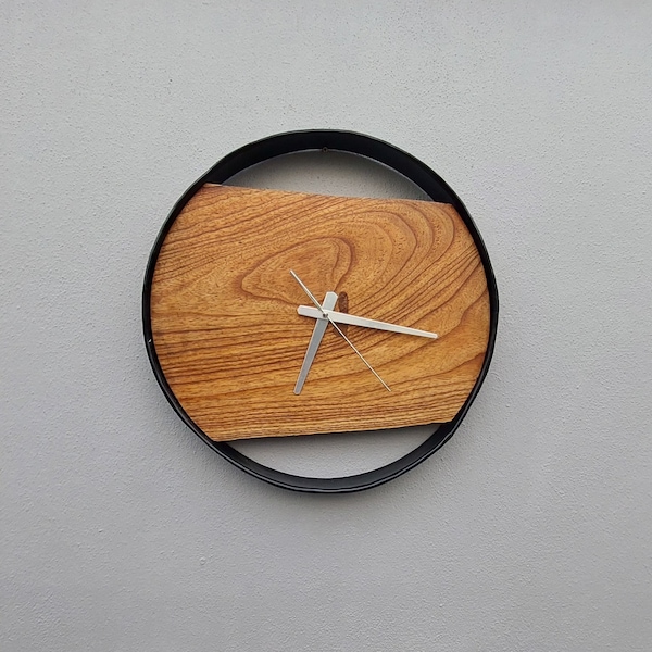 Image showcasing Reclaimed Wood Clock - Etsy UK