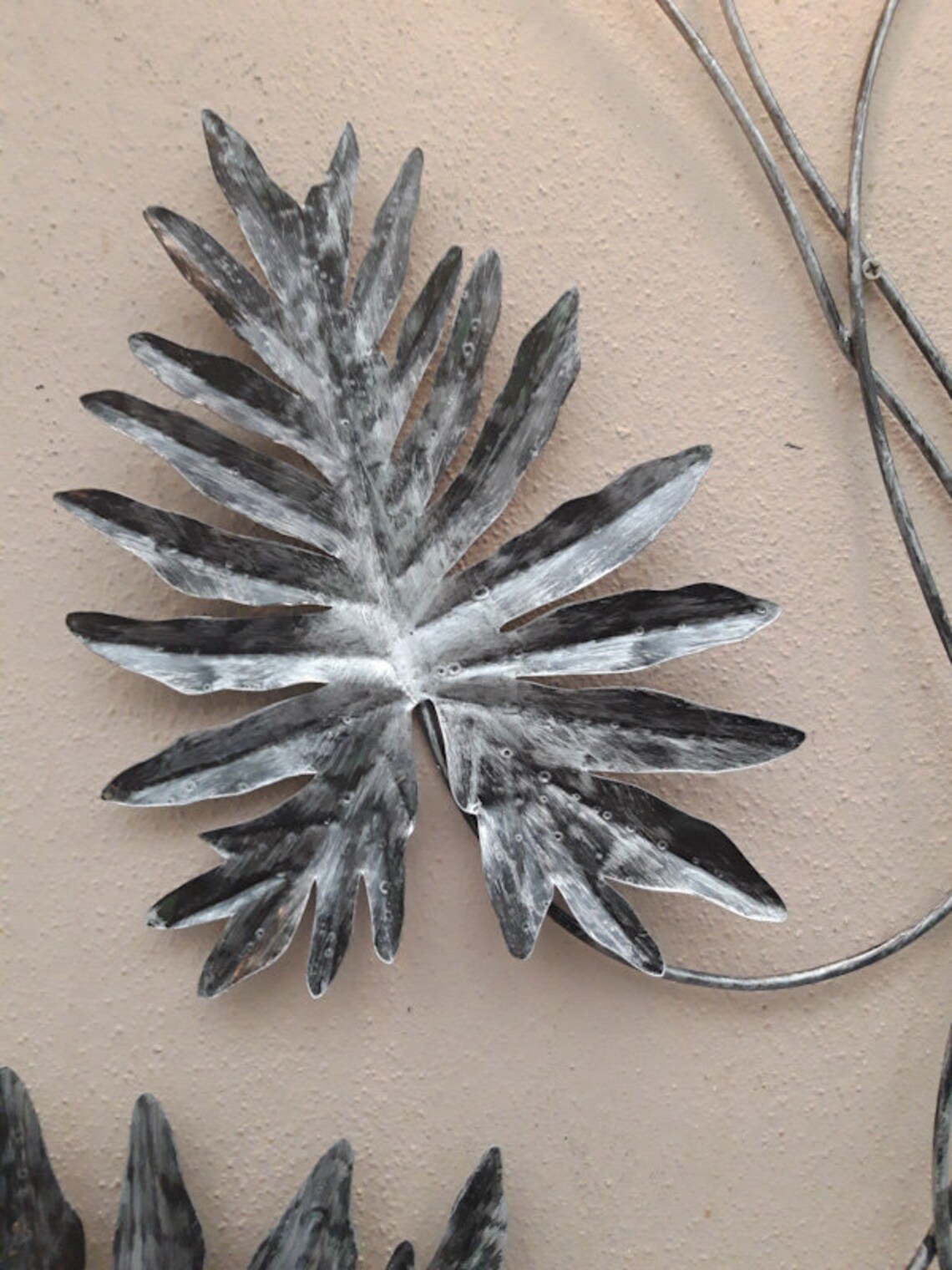 Unusual Silver Fern Metal Wall Art Giant Silver Leaves Wall Etsy