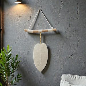 Natural Large Macrame Wall Art hanging leaf shape Wall Hanging Boho Style Leaf Hanging