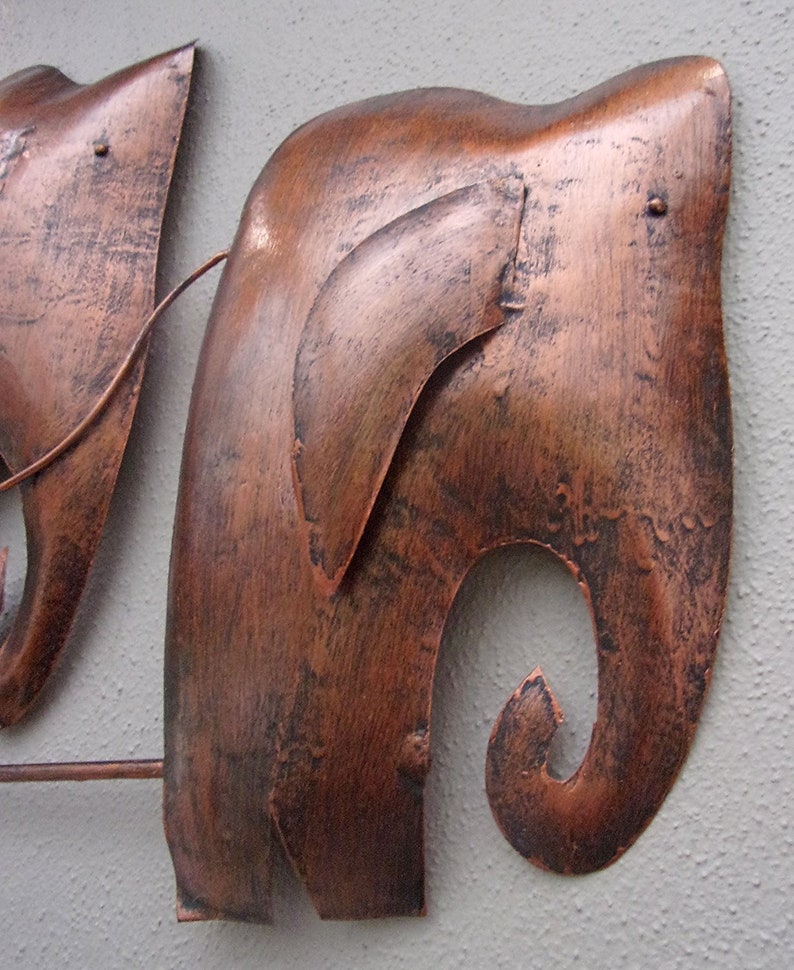 Unusual 3D Abstract Copper Elephant Wall Art Hand Made Metal Etsy