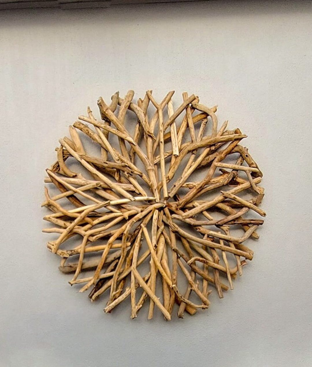 Large Driftwood Circle Wall Plaque Rustic Bali Wooden Giant Wall
