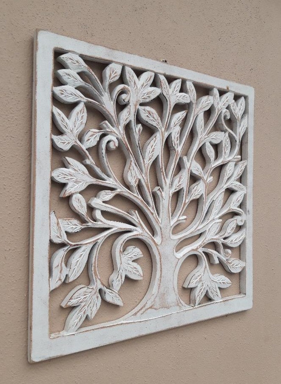 Shabby Chic Tree of Life Wall Art Unusual Whitewash Tree of Etsy