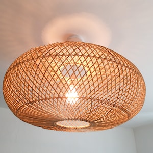 Hand Made Rattan Bali UFO ceiling Lamp shade Giant Designer Ethnic Bali Lampshade 58cm