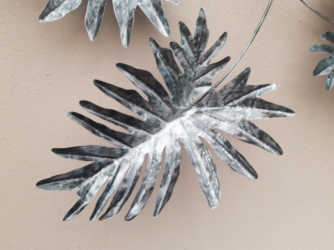 Unusual Silver Fern Metal Wall Art Giant Silver Leaves Wall Etsy