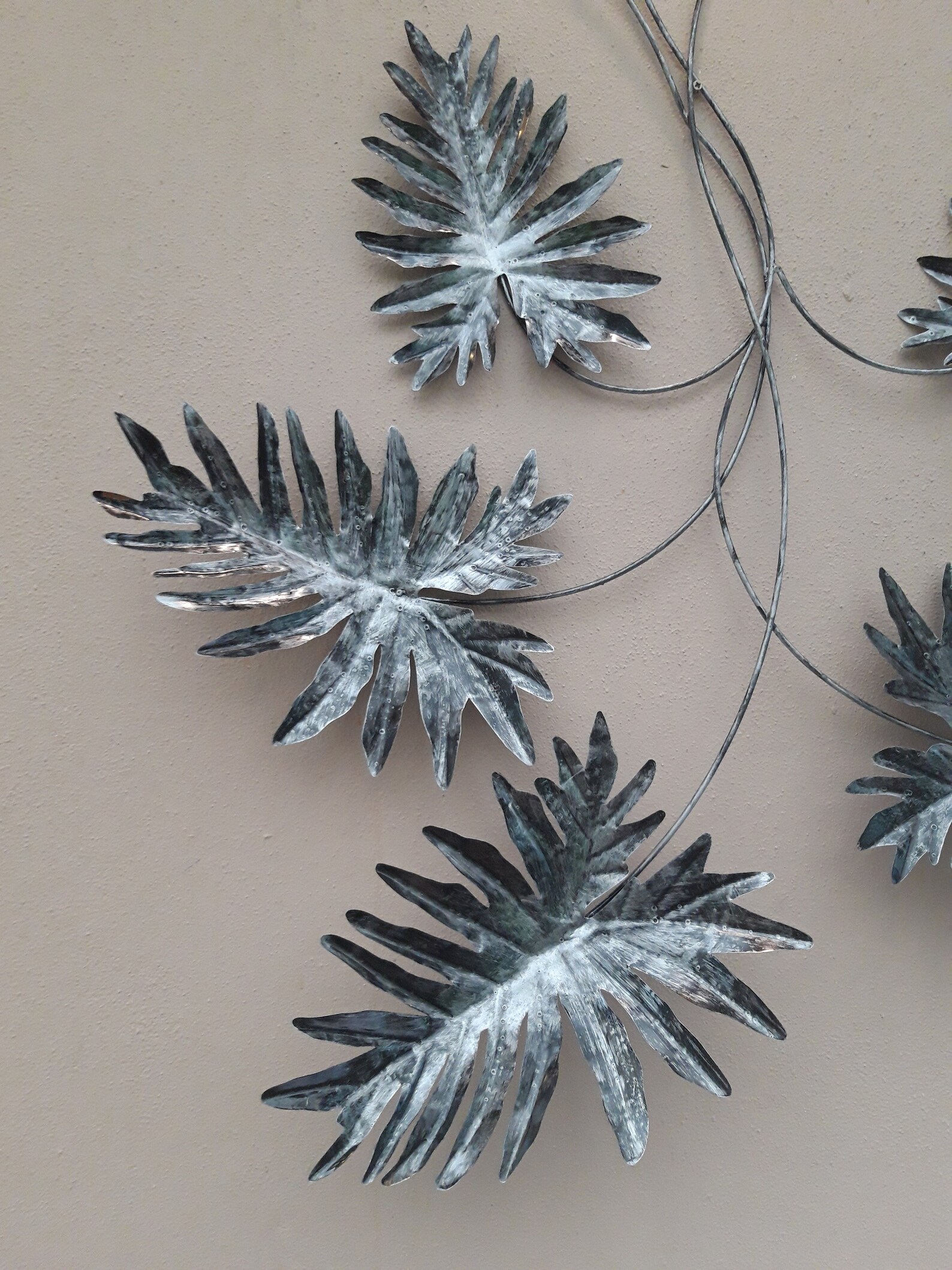 Unusual Silver Fern Metal Wall Art Giant Silver Leaves Wall Etsy