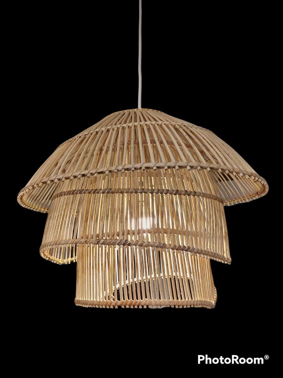 Tiered rattan pendant deals