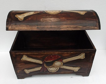 Unusual Rustic Pirate Trunk Hand Made Ethnic Pirate Chest Solid Wood MEDIUM
